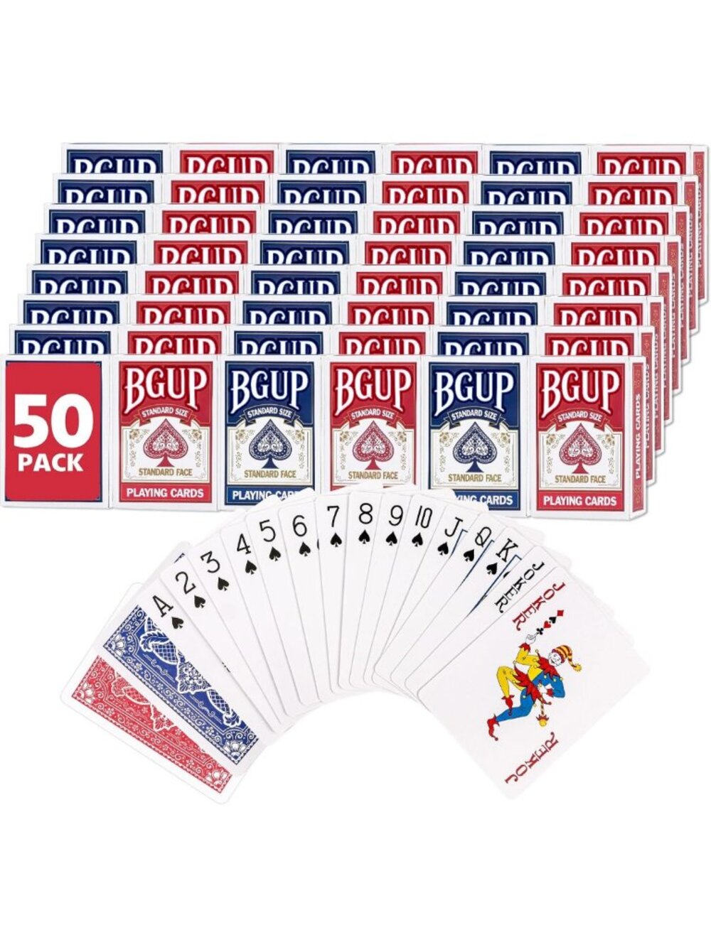 Bulk Playing Cards - 50 Standard Size Decks for Poker, Family Games & Parties